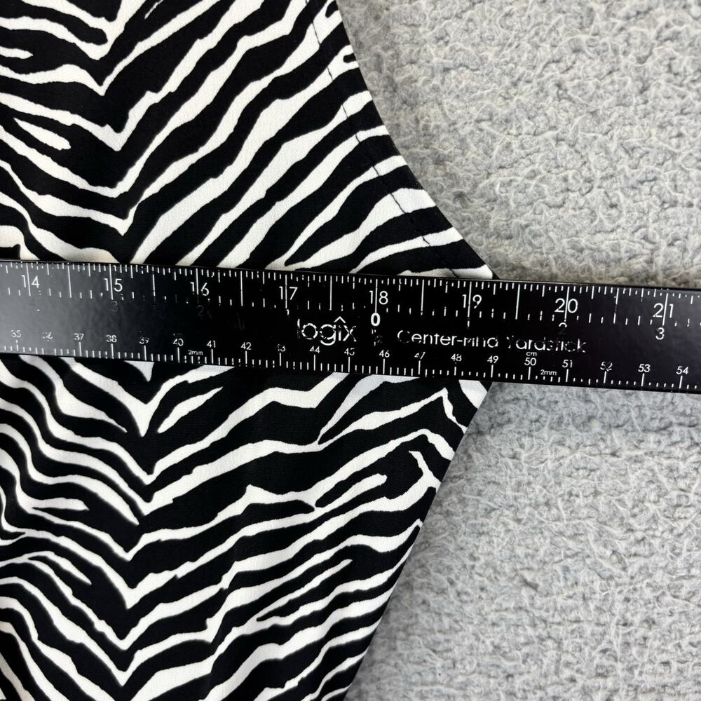 Liz Claiborne Faux Wrap Dress Large Zebra Fit Flare Career Stretch Belt Mob Wife - Picture 4 of 7